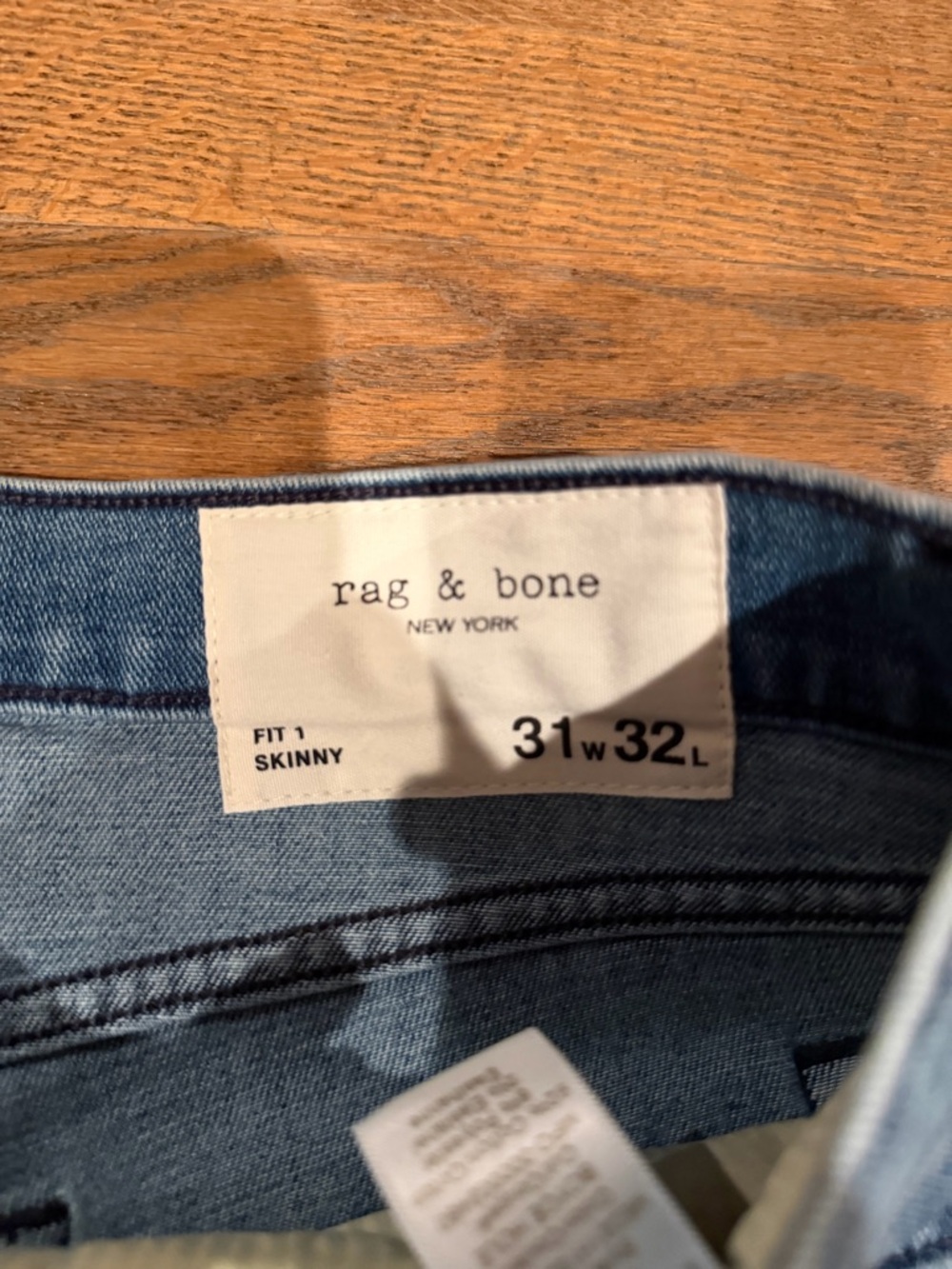 rag & bone Men's Slim Jeans in Light Blue with Knee Distress - Picture 3 of 5